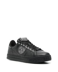 schwarze Leder niedrige Sneakers von VERSACE JEANS COUTURE