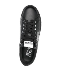 schwarze Leder niedrige Sneakers von VERSACE JEANS COUTURE