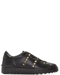 schwarze Leder niedrige Sneakers von Valentino