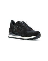 schwarze Leder niedrige Sneakers von atlantic stars