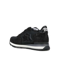 schwarze Leder niedrige Sneakers von atlantic stars