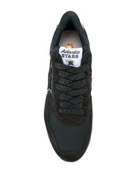 schwarze Leder niedrige Sneakers von atlantic stars