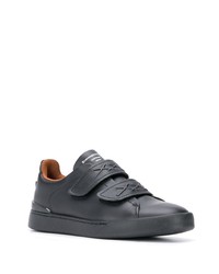 schwarze Leder niedrige Sneakers von Ermenegildo Zegna