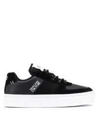 schwarze Leder niedrige Sneakers von VERSACE JEANS COUTURE