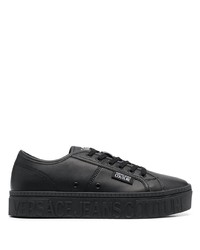 schwarze Leder niedrige Sneakers von VERSACE JEANS COUTURE