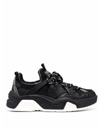 schwarze Leder niedrige Sneakers von VERSACE JEANS COUTURE