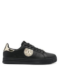 schwarze Leder niedrige Sneakers von VERSACE JEANS COUTURE