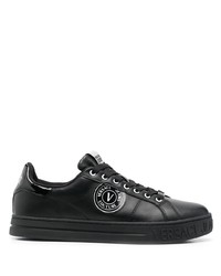 schwarze Leder niedrige Sneakers von VERSACE JEANS COUTURE