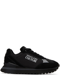 schwarze Leder niedrige Sneakers von VERSACE JEANS COUTURE