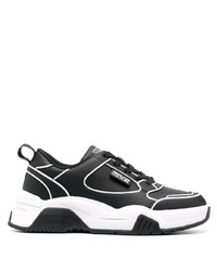 schwarze Leder niedrige Sneakers von VERSACE JEANS COUTURE