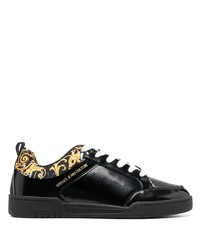 schwarze Leder niedrige Sneakers von VERSACE JEANS COUTURE