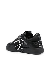 schwarze Leder niedrige Sneakers von Valentino Garavani