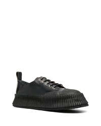 schwarze Leder niedrige Sneakers von Jil Sander