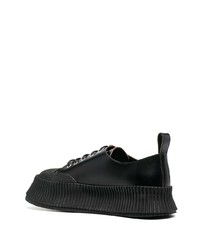 schwarze Leder niedrige Sneakers von Jil Sander