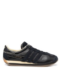 schwarze Leder niedrige Sneakers von Wales Bonner