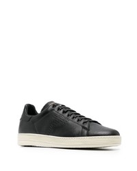 schwarze Leder niedrige Sneakers von Tom Ford