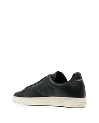 schwarze Leder niedrige Sneakers von Tom Ford