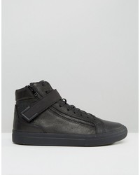 schwarze Leder niedrige Sneakers von Aldo