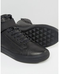 schwarze Leder niedrige Sneakers von Aldo