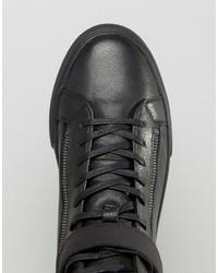 schwarze Leder niedrige Sneakers von Aldo