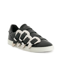 schwarze Leder niedrige Sneakers von DSQUARED2