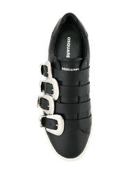 schwarze Leder niedrige Sneakers von DSQUARED2