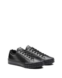 schwarze Leder niedrige Sneakers von Prada