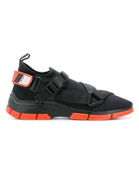 schwarze Leder niedrige Sneakers von Prada