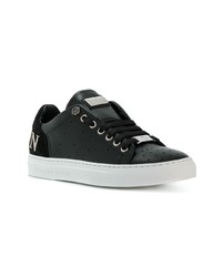 schwarze Leder niedrige Sneakers von Philipp Plein