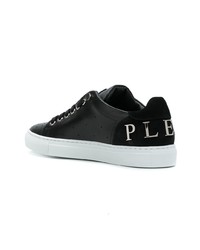 schwarze Leder niedrige Sneakers von Philipp Plein