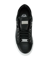 schwarze Leder niedrige Sneakers von Philipp Plein