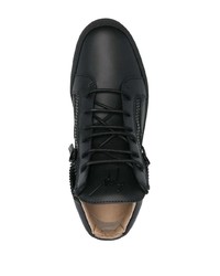 schwarze Leder niedrige Sneakers von Giuseppe Zanotti