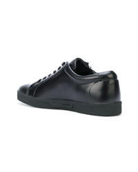 schwarze Leder niedrige Sneakers von Calvin Klein Jeans