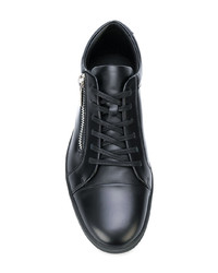 schwarze Leder niedrige Sneakers von Calvin Klein Jeans