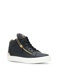 schwarze Leder niedrige Sneakers von Giuseppe Zanotti