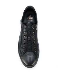 schwarze Leder niedrige Sneakers von Fabi