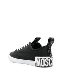 schwarze Leder niedrige Sneakers von Moschino