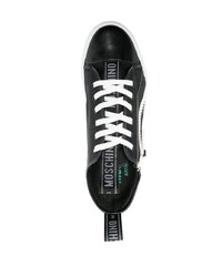 schwarze Leder niedrige Sneakers von Moschino