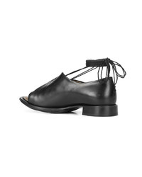 schwarze Leder Oxford Schuhe mit Ausschnitten von Yohji Yamamoto