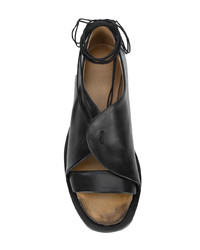 schwarze Leder Oxford Schuhe mit Ausschnitten von Yohji Yamamoto