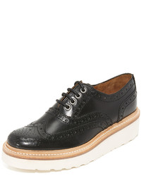 schwarze Leder Oxford Schuhe von Grenson