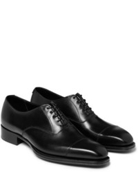 schwarze Leder Oxford Schuhe