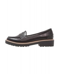 schwarze Leder plateau Slippers von Anna Field