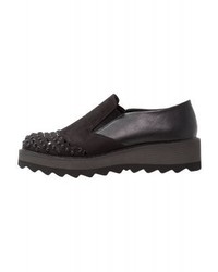 schwarze Leder plateau Slippers von Anna Field
