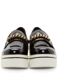 schwarze Leder plateau Slippers von Stella McCartney