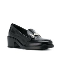 schwarze Leder plateau Slippers von Tod's