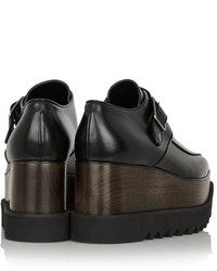 schwarze Leder plateau Slippers von Stella McCartney