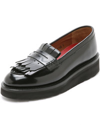 schwarze Leder plateau Slippers von Grenson