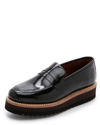 schwarze Leder plateau Slippers von Grenson