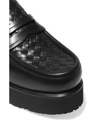 schwarze Leder plateau Slippers von Bottega Veneta